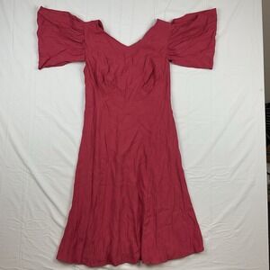 Ted Baker Flutter Sleeve Midi Dress Pink Fit And Flare Romantic Elegant Size 4